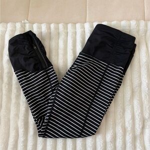 Lululemon Black and White Striped Leggings